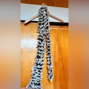 Ruffled Knit Scarf in Black, Silver and White
